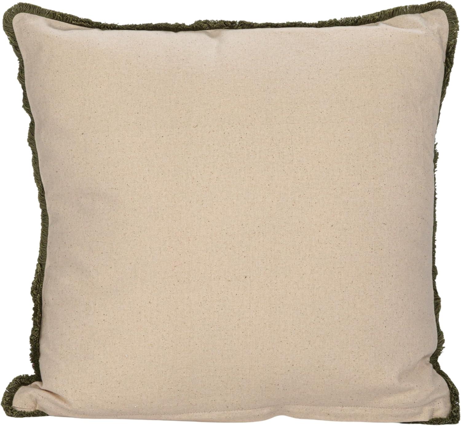 Multicolor Cotton Slub Embroidered Square Pillow