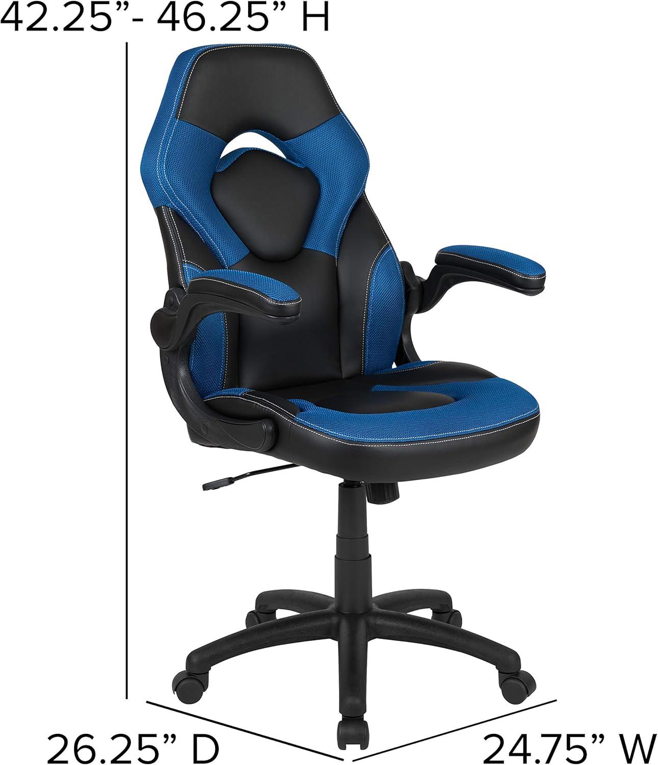 Flash Furniture X10 Gaming Chair Racing Office Ergonomic Computer PC Adjustable Swivel Chair with Flip-up Arms