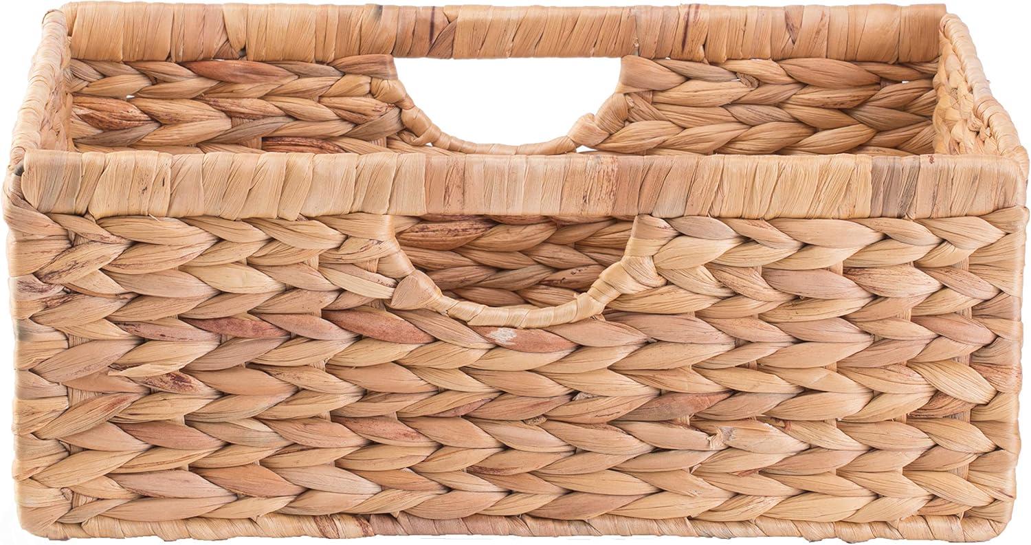 Highland Dunes 3 Small Hyacinth Baskets Rustic Handwoven Multipurpose Foldable Storage Organizer Decorative Laundry Totes and Woven Storage Bin for Bedroom Living Room Bathroom Pantry and Closet