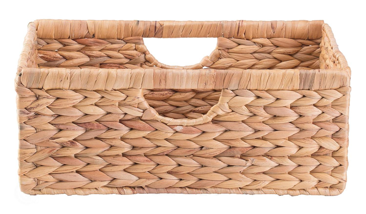 Highland Dunes 3 Small Hyacinth Baskets Rustic Handwoven Multipurpose Foldable Storage Organizer Decorative Laundry Totes and Woven Storage Bin for Bedroom Living Room Bathroom Pantry and Closet
