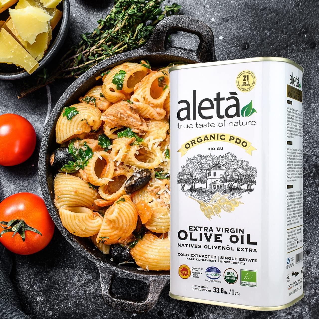 Aleta Organic Greek Extra Virgin Olive Oil in Metal Tin