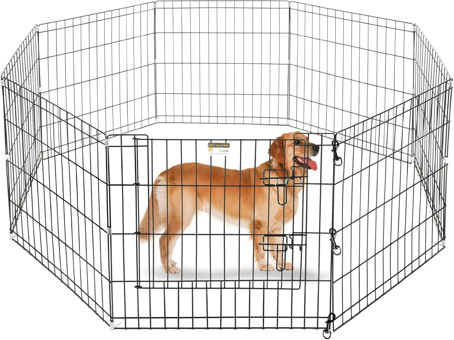 Puppy Playpen ? Foldable Metal Exercise Enclosure ? Eight 24x24-Inch Panels ? Indoor/Outdo