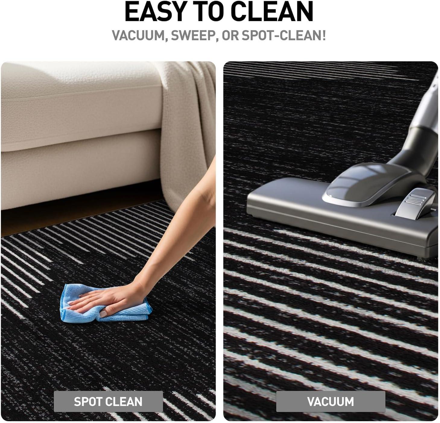 World Rug Gallery Indoor Area Rug Bohemian Stripe Jute Rug Carpets for Living Room Rugs for Sale - BLACK 2'X10'