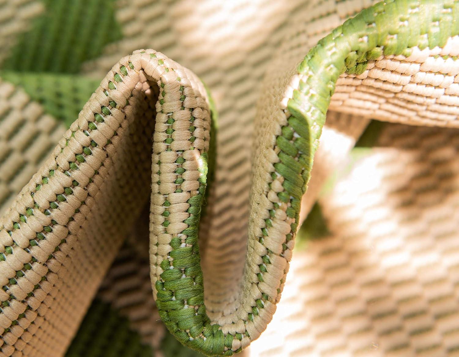 Unique Loom 6' 1 x 9' 0 Beige and Green Outdoor Trellis Moroccan Area Rug