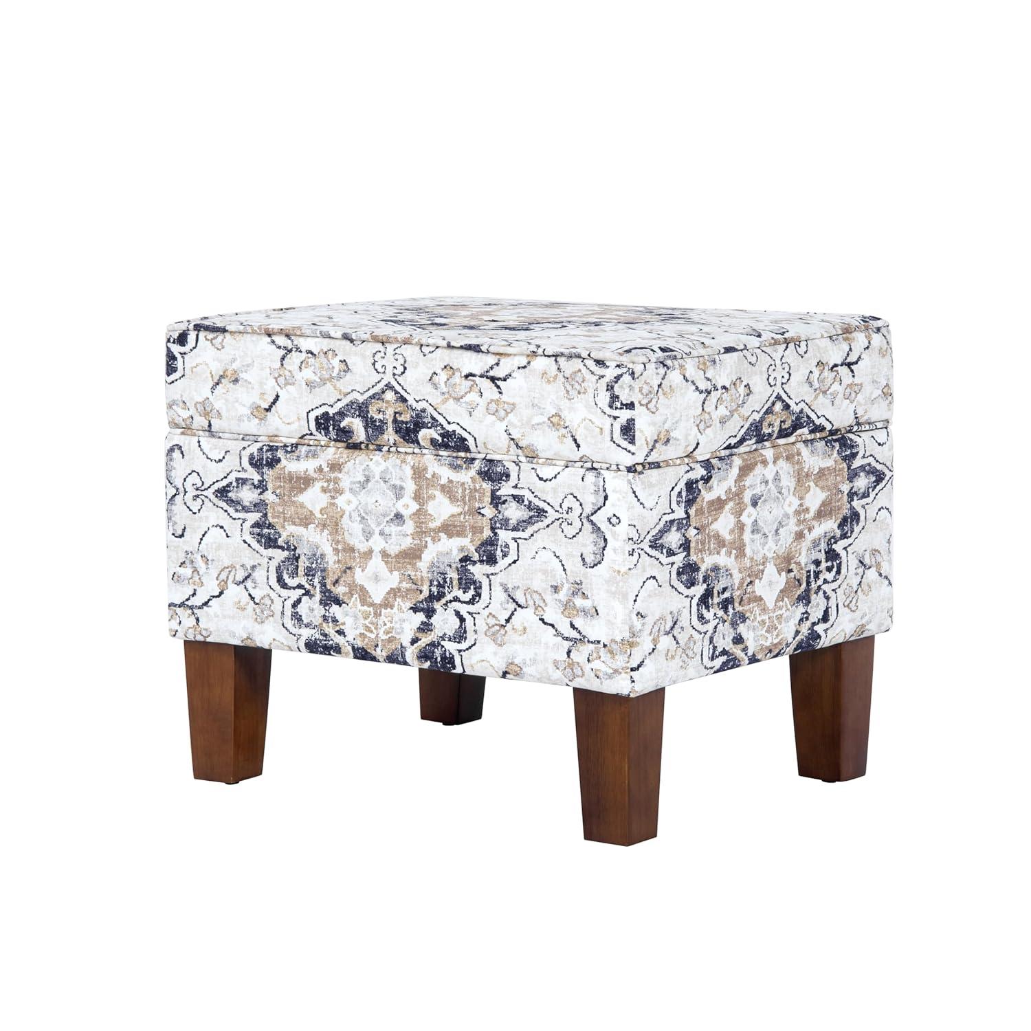 Medium Storage Ottoman Black - HomePop: Hinged Lid, Cotton Upholstery, Hardwood Frame