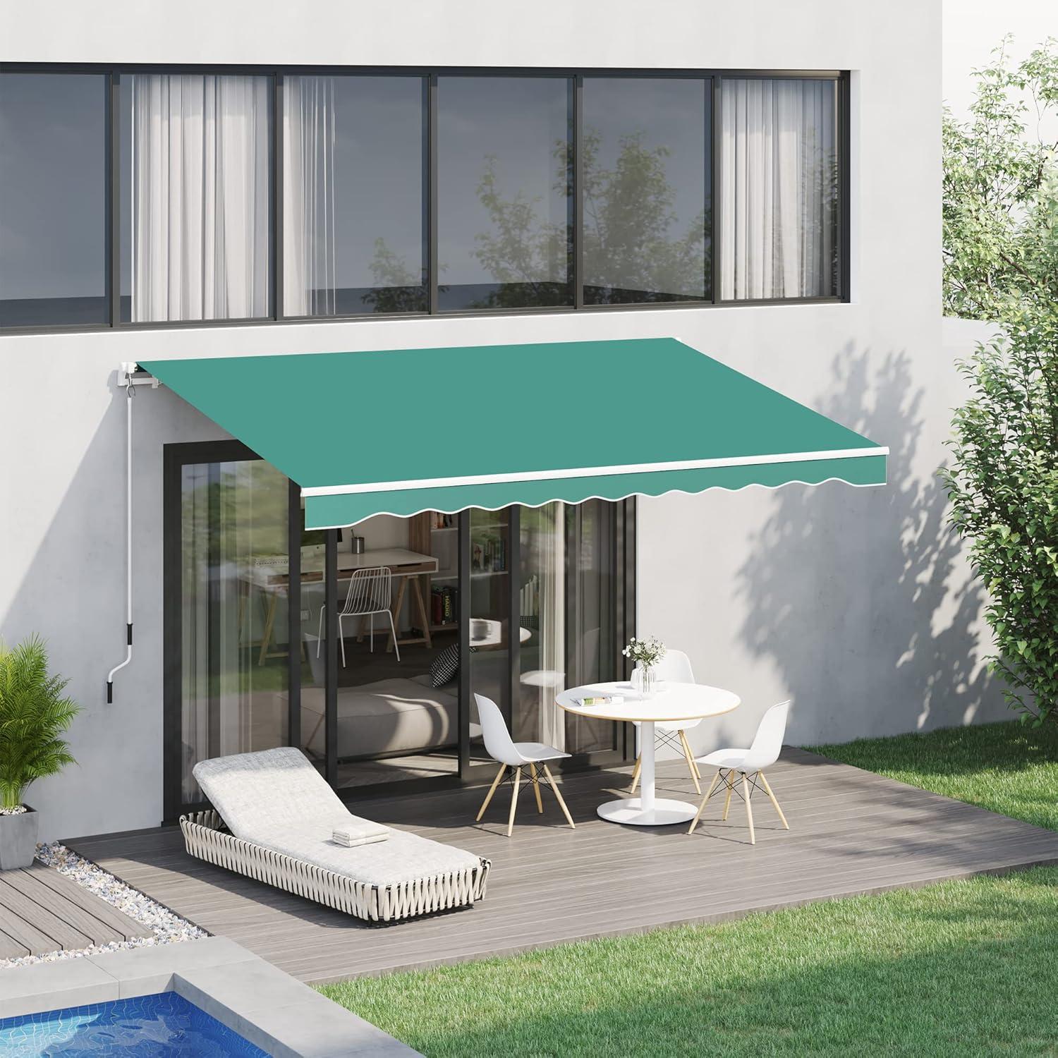 Outsunny 118'' W x 3'' D Fabric Cover Retractable Patio Awning