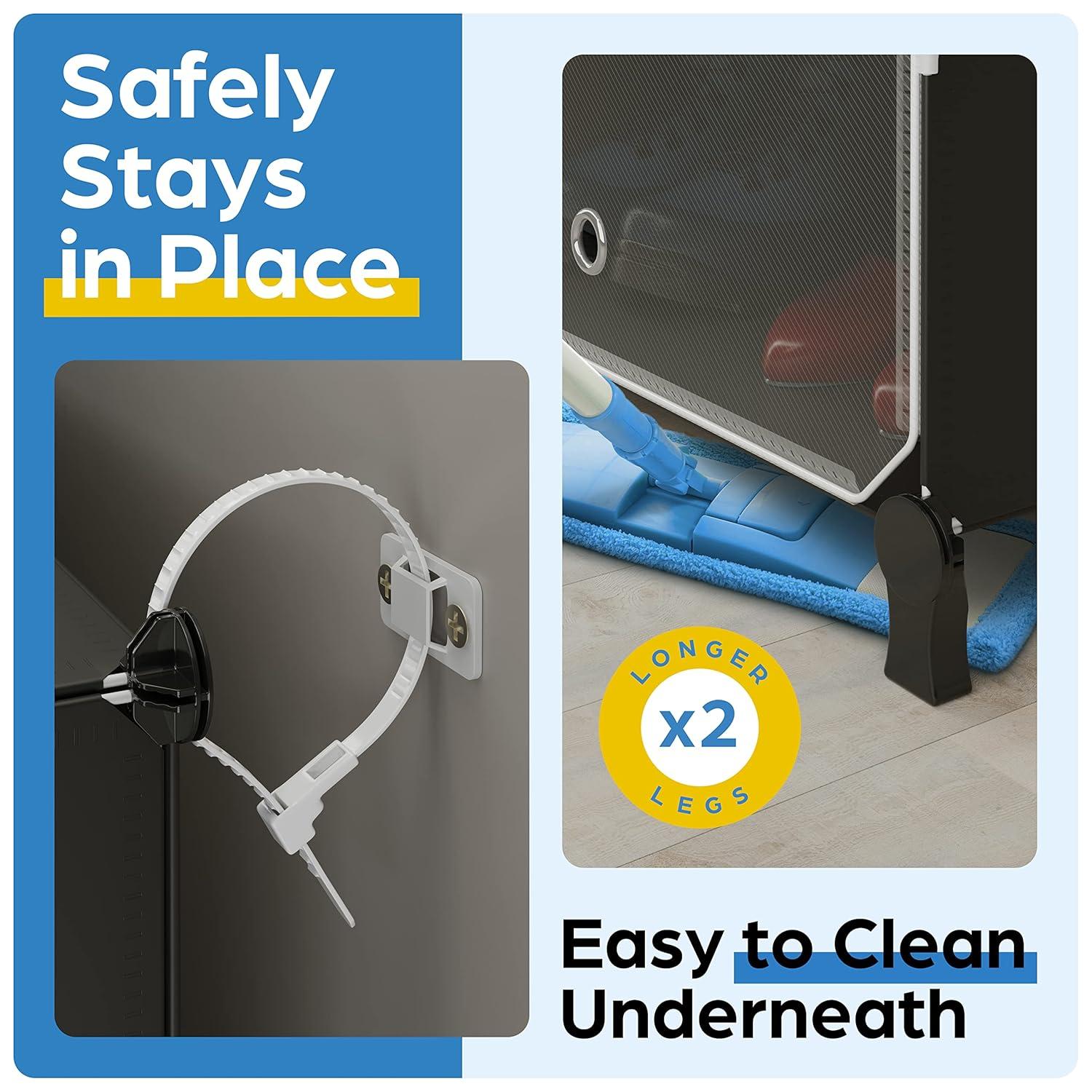 Shoe Organizer Cabinet Up to 72 Pairs, Shoe Closet-Covered Shoe Rack with See-Through Door (Clear, Plastic, Stackable) Cubby Portable Shoe Organizer with Covers, Hooks & Pockets, Black