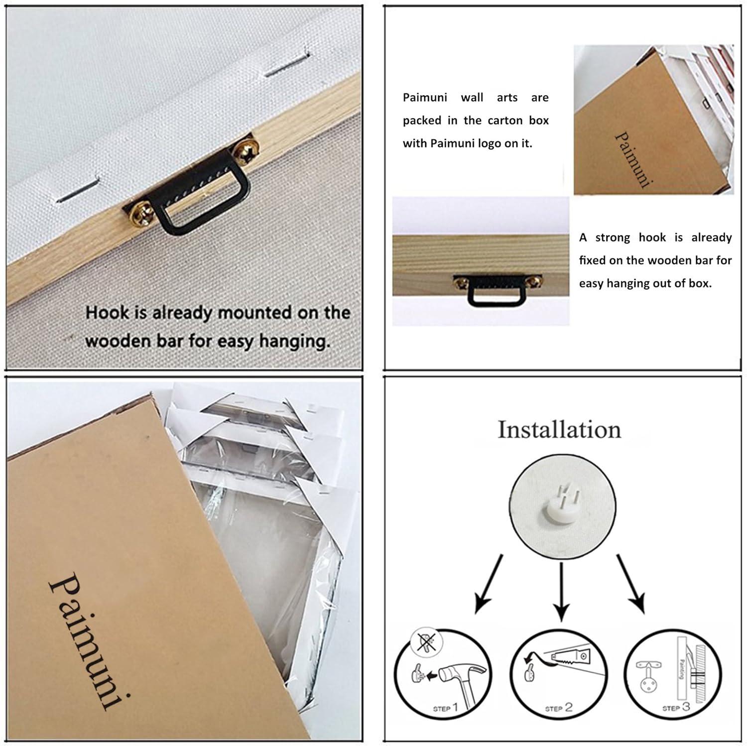 Paimuni 100% Hand Painted Canvas Wall Art Italy Town Mediterranean Tuscany Sea Coast Flowers Oil Painting Stretched and Framed Ready to Hang Landscape Scenery Wall Decor 24x36 Inch