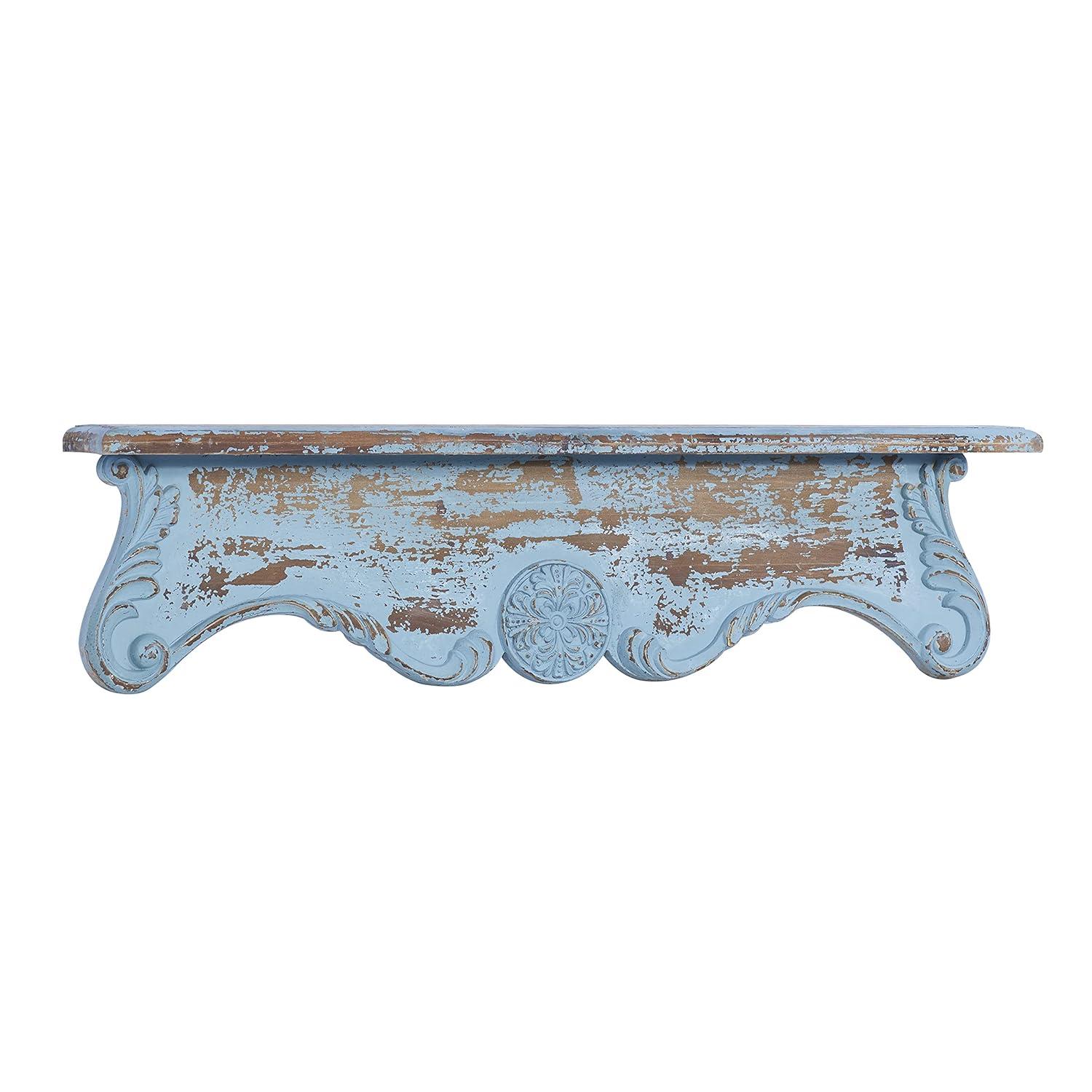 Ophelia & Co. Wood 1 Shelf Scroll Blue Wall Shelf