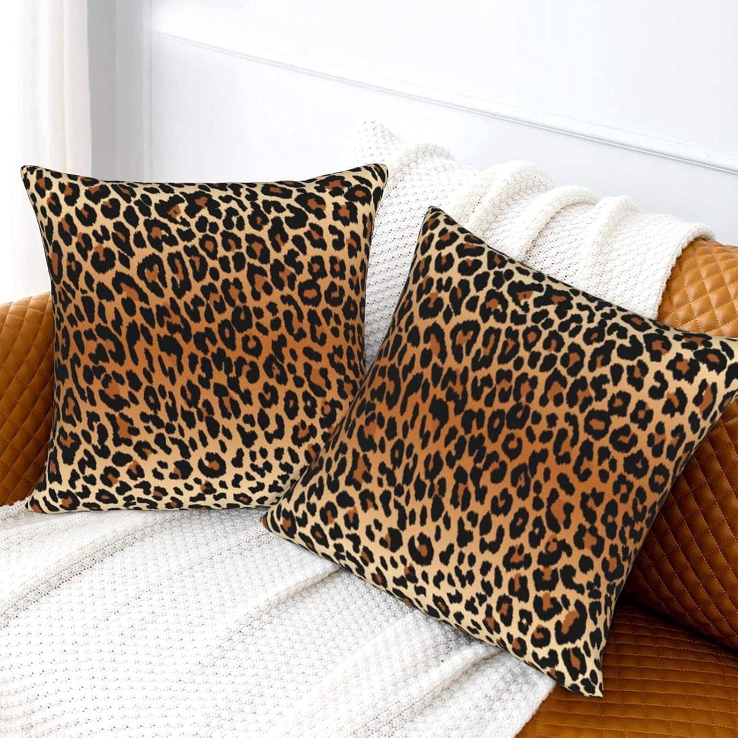 LALILO Throw Pillow Covers Trendy Leopard Wild Animal Cheetah Skin Cushion Cover 18" x 18", 2 Pack