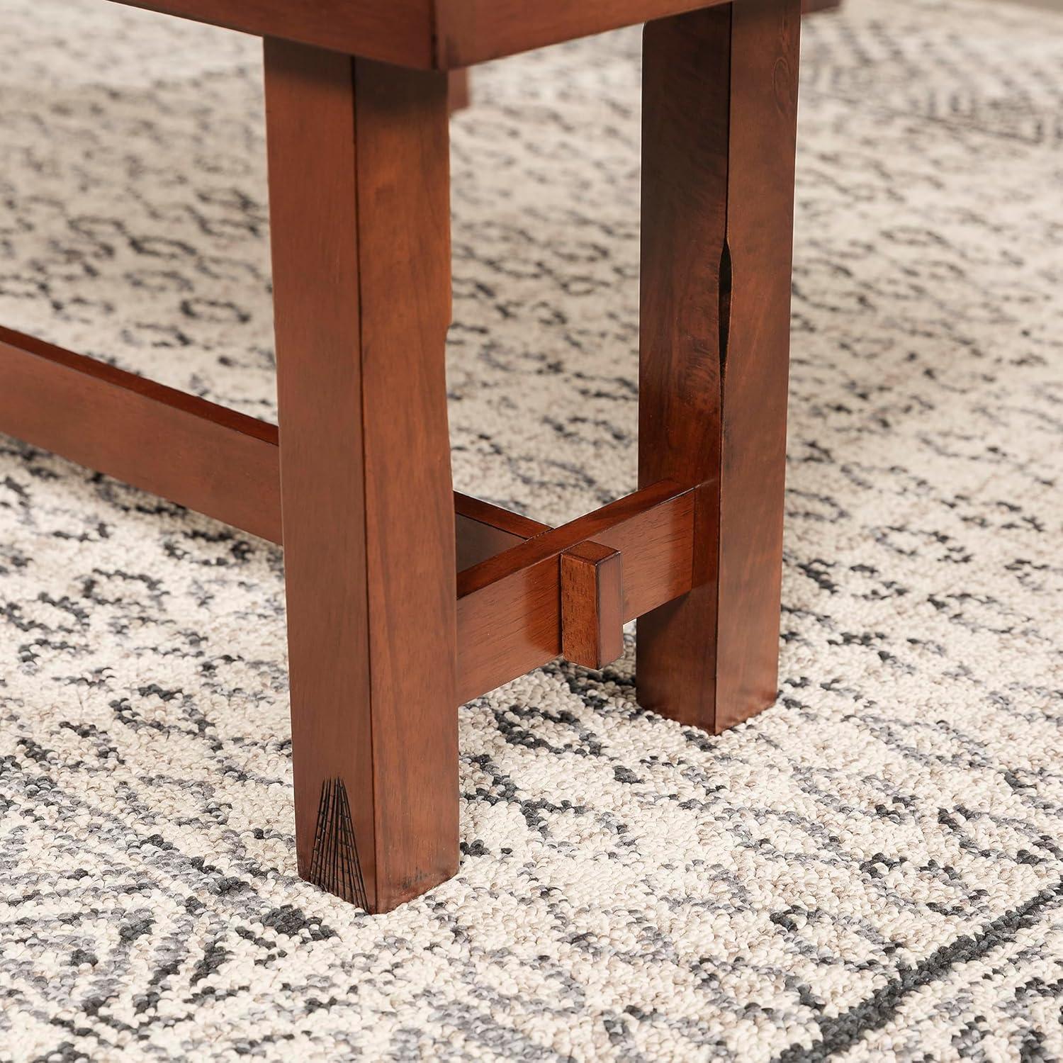 Walker Edison Transitional Wood Backless Dining Bench, Dark Oak