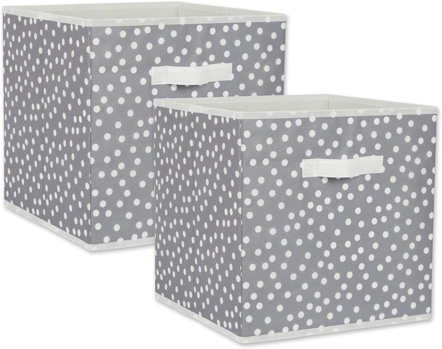 DII Nonwoven Polyester Cube Small Dots Gray and White Square 13x13x13 Set of 2
