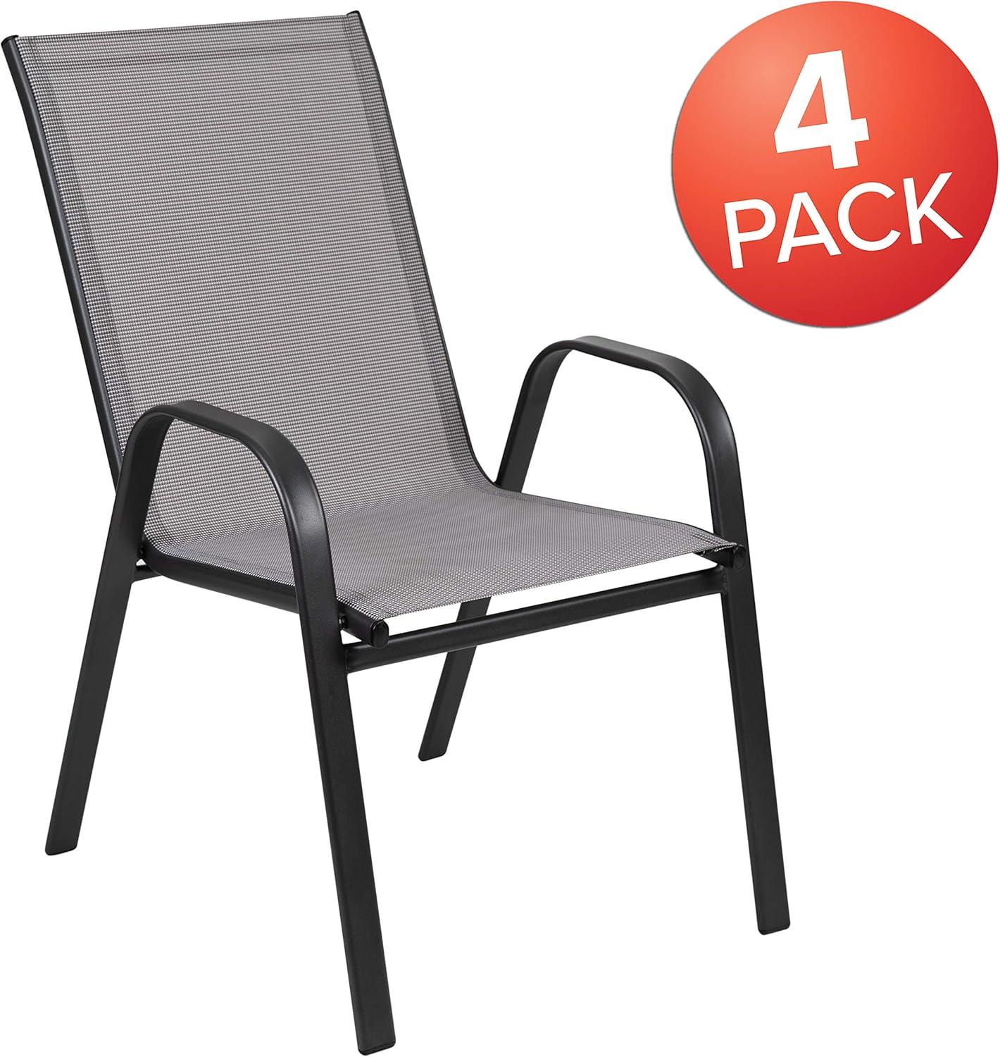 Streamlined Gray Outdoor Stackable Dining Chair with Flex Comfort