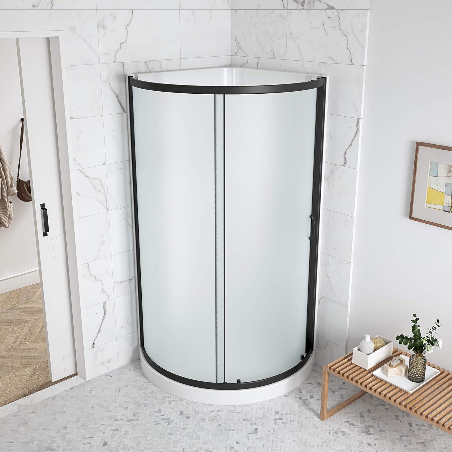 OVE Decors Breeze 33 in. Round Shower Kit w/ Frosted, Base, Wall