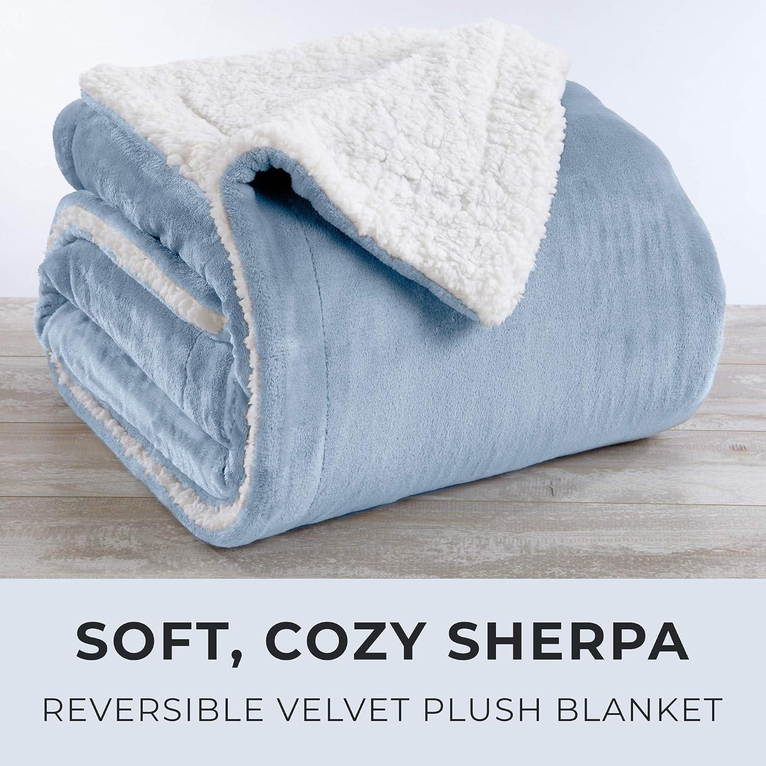 Velvet Plush Soft Fleece Reversible Throw, Warm and Comfortable Bed Blanket - Great Bay Home