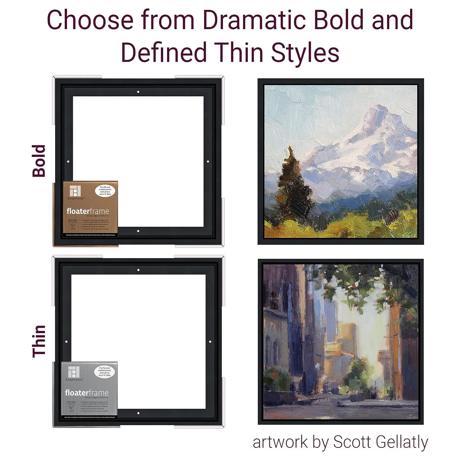 Ampersand Art Floaterframes Bold Edge (3/8" Face) 1-7/8" Frame Profile for 7/8" Deep Artwork 16" x 20" Black