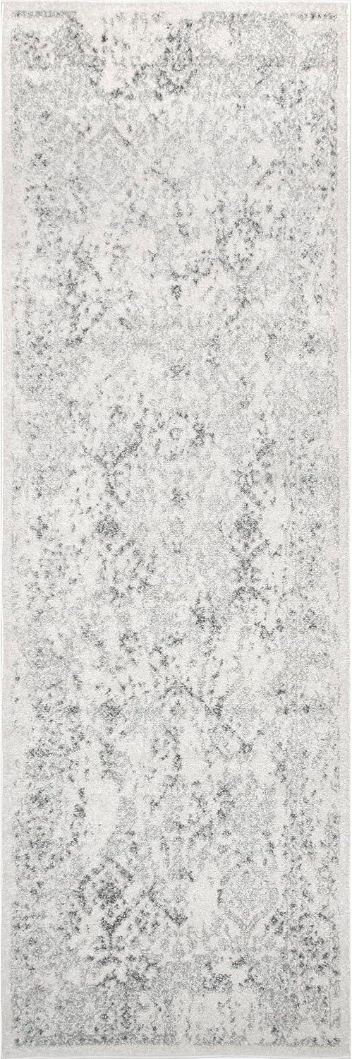 Ivory and Gray Synthetic Reversible Runner Rug, 2' x 6'