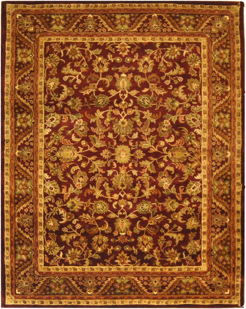 SAFAVIEH Antiquity Carmella Floral Bordered Wool Area Rug, Wine/Gold, 9'6" x 13'6"