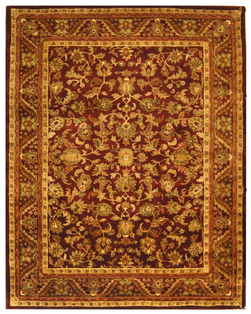 SAFAVIEH Antiquity Carmella Floral Bordered Wool Area Rug, Wine/Gold, 9'6" x 13'6"