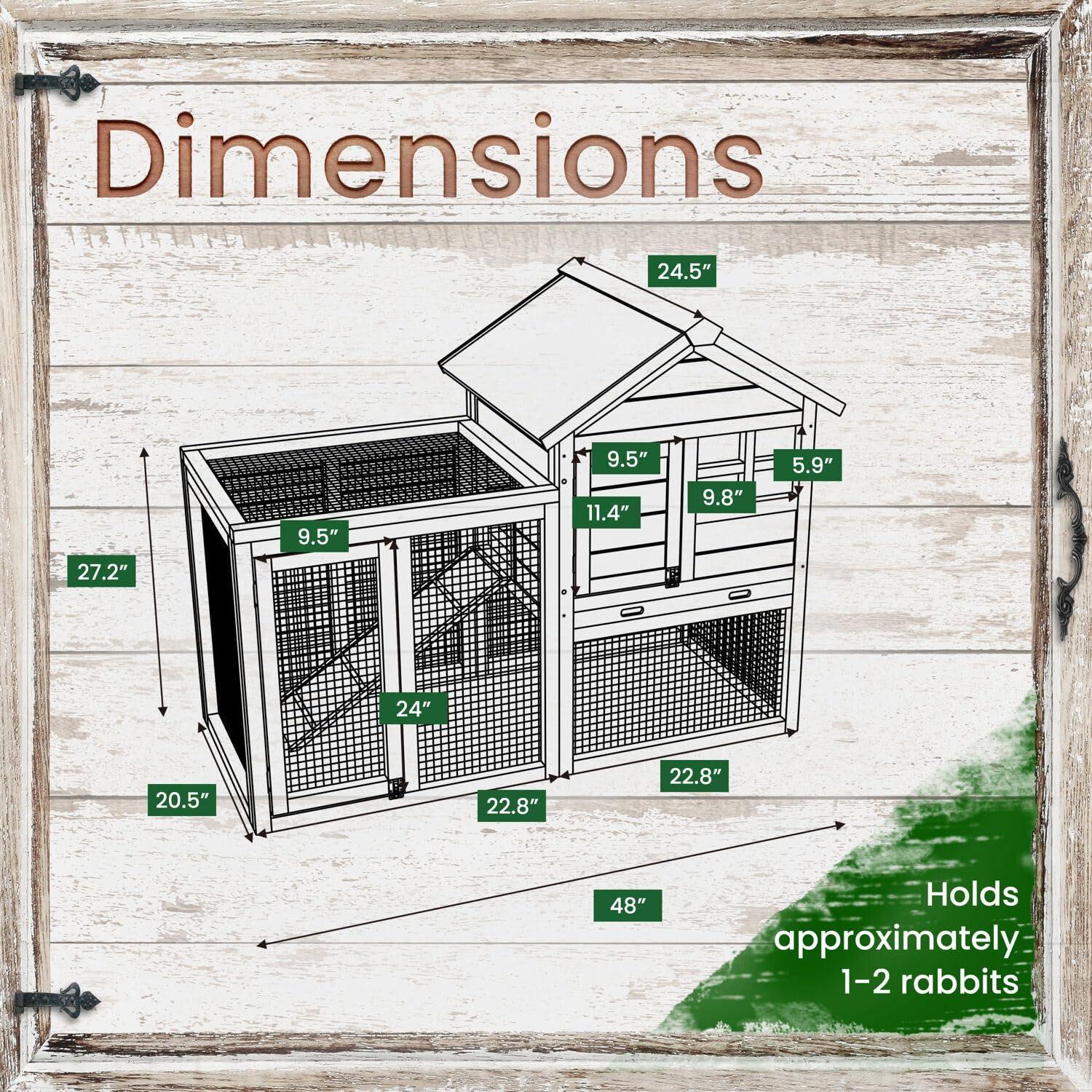 Hanover Outdoor Wooden Bird Cage with 3 Resting Bars, Ladder, Waterproof Roof and Removable Tray, 2.9 Ft. x 2.1 Ft. x 5.8 Ft.