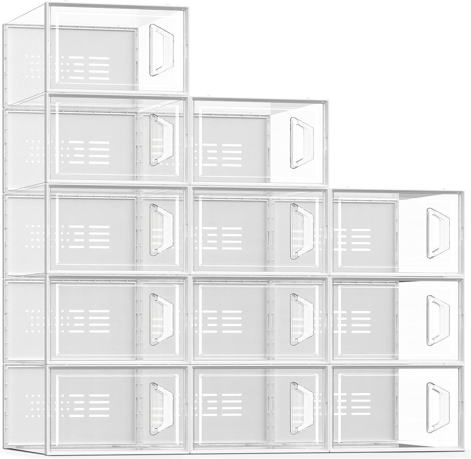 Clear Stackable Plastic Shoe Storage Boxes with Ventilation Holes