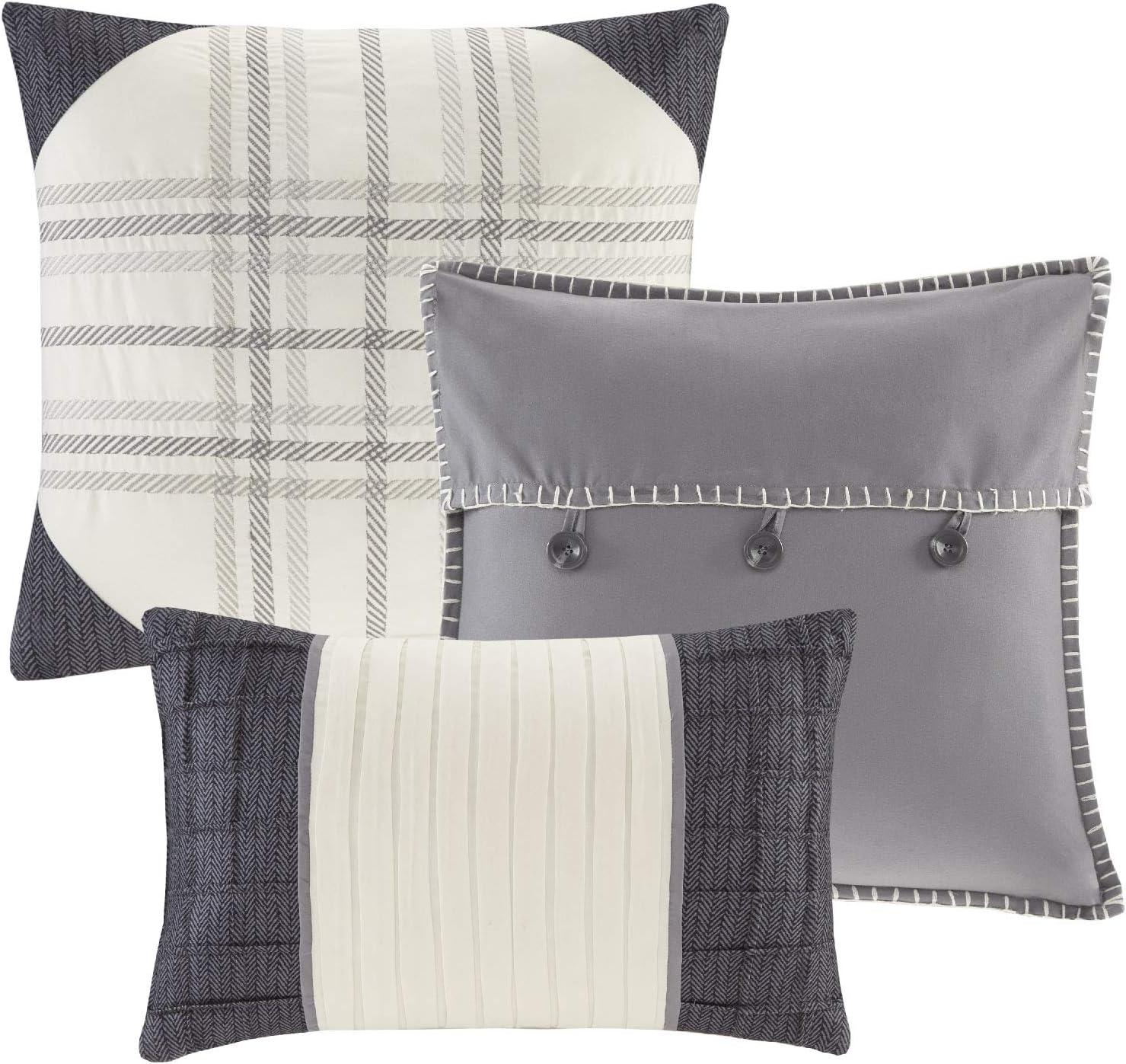 Ridge 6 Piece Printed Herringbone Quilt Set with Throw Pillows