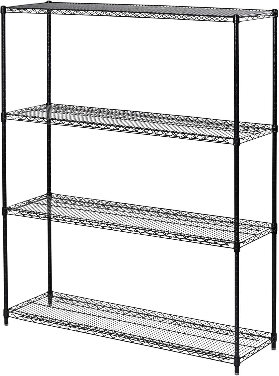 Alera All-Purpose Wire Shelving Starter Kit, Four-Shelf, 60w x 18d x 72h, Black Anthracite Plus