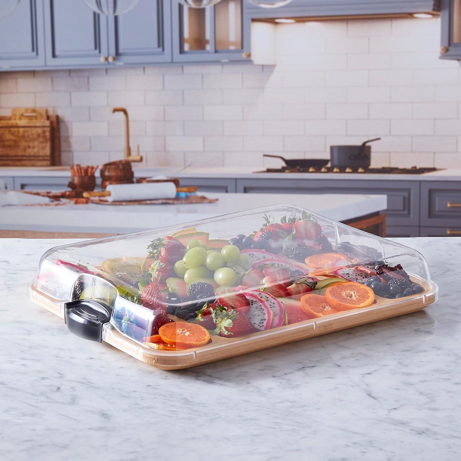 Farberware Farberware Build-A-Board 11 x 14 in. Bamboo Charcuterie Board With Locking Lid