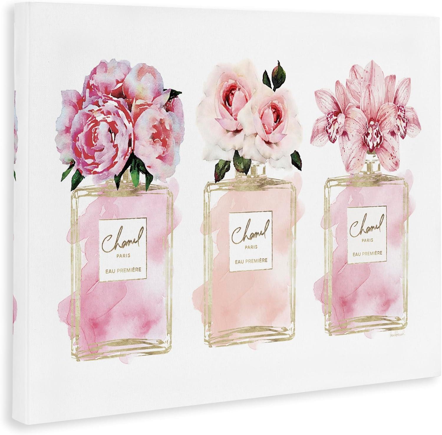 Stupell Industries Pink Flowers And Perfumes Glam Fashion Watercolor Design Canvas Wall Art by Amanda Greenwood