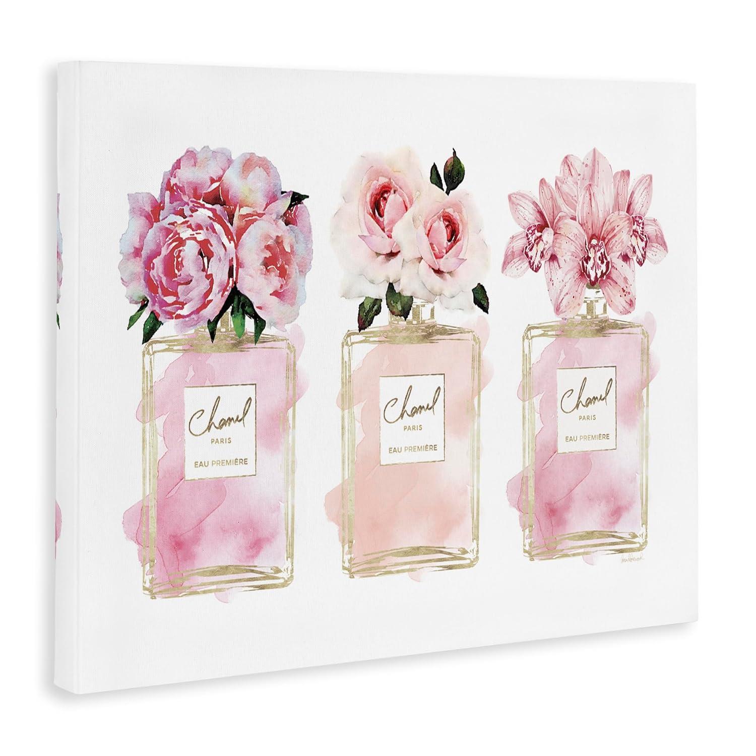 Stupell Industries Pink Flowers And Perfumes Glam Fashion Watercolor Design Canvas Wall Art by Amanda Greenwood