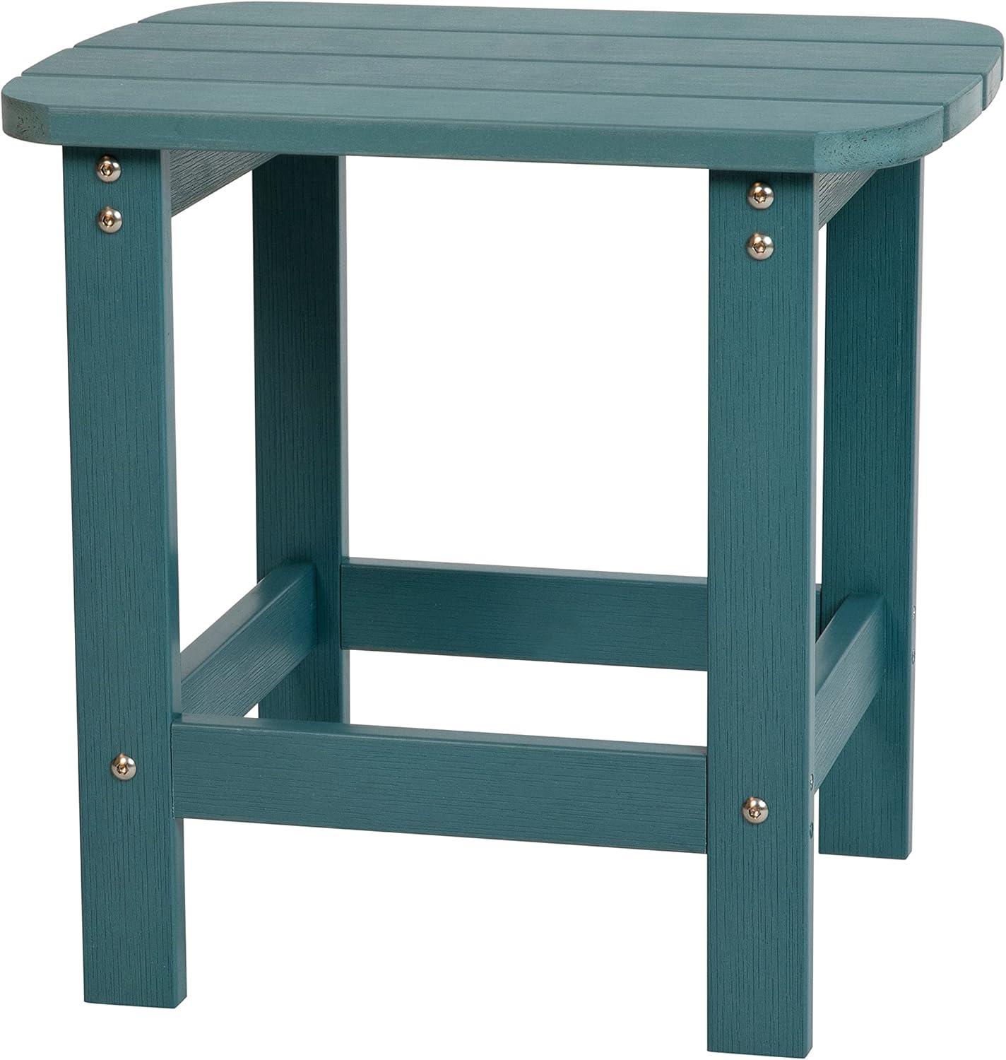 Flash Furniture Charlestown All-Weather Poly Resin Wood Adirondack Side Table in Sea Foam
