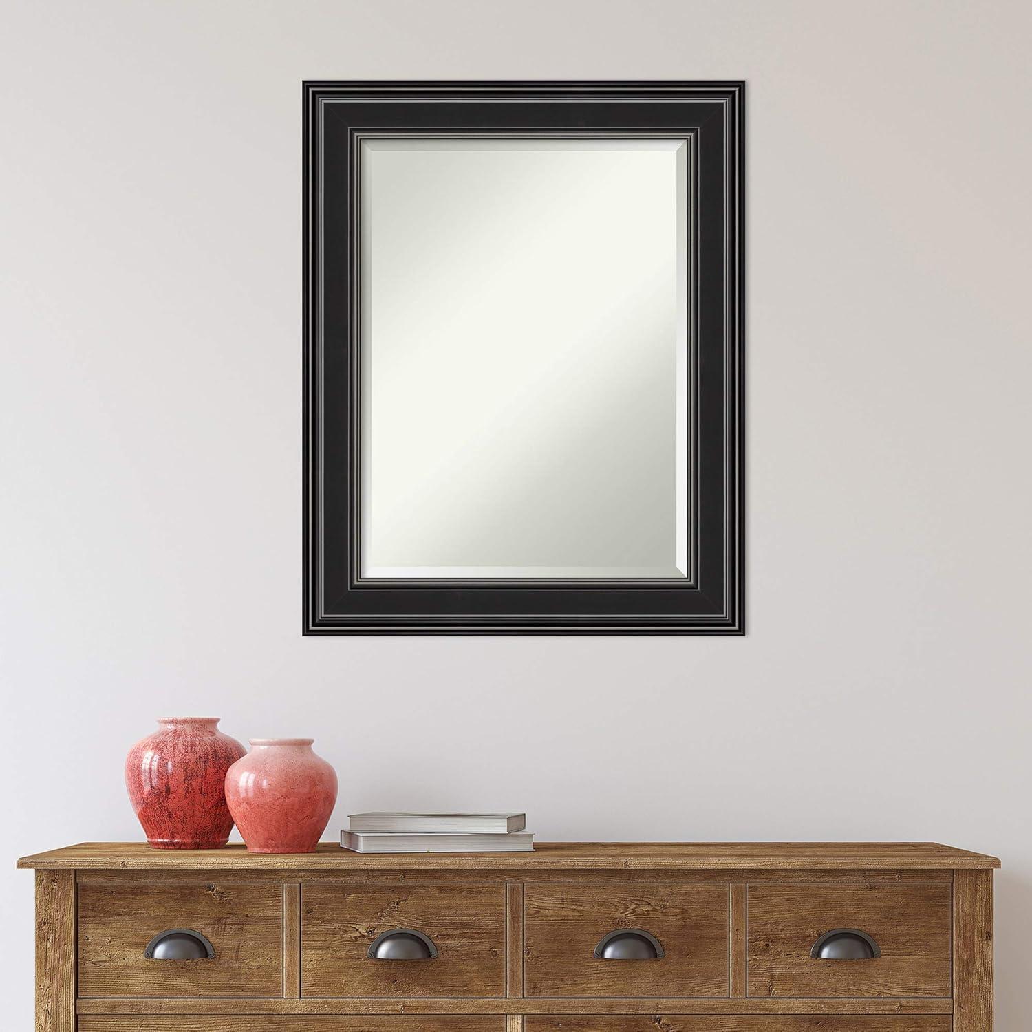 Ridge Black Silver-Edged 29.75" x 23.75" Rectangular Polystyrene Framed Wall Mirror