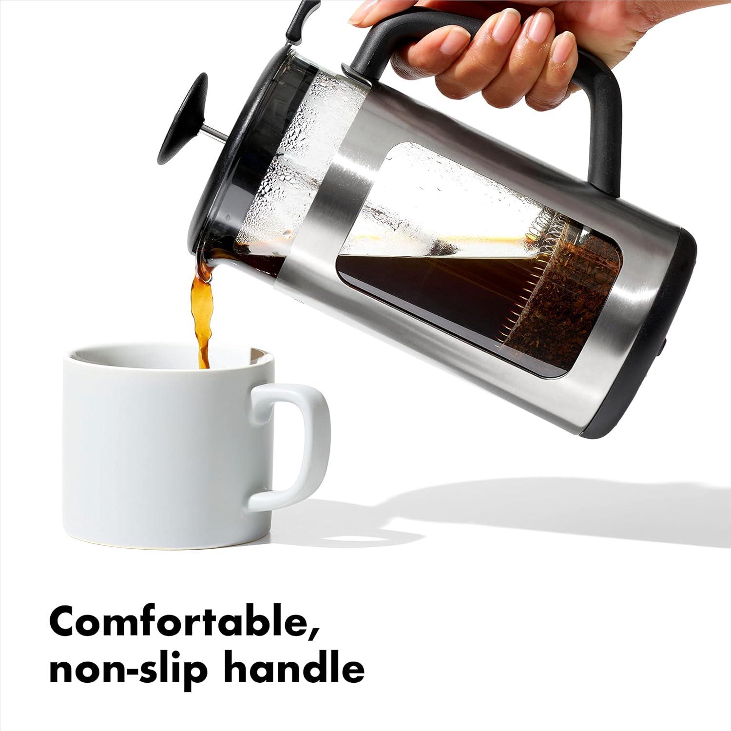 OXO 8 Cup French Press Coffee Maker - Black - 11294500: Stainless Steel & Glass, Nonslip Base, Manual, Hand Wash