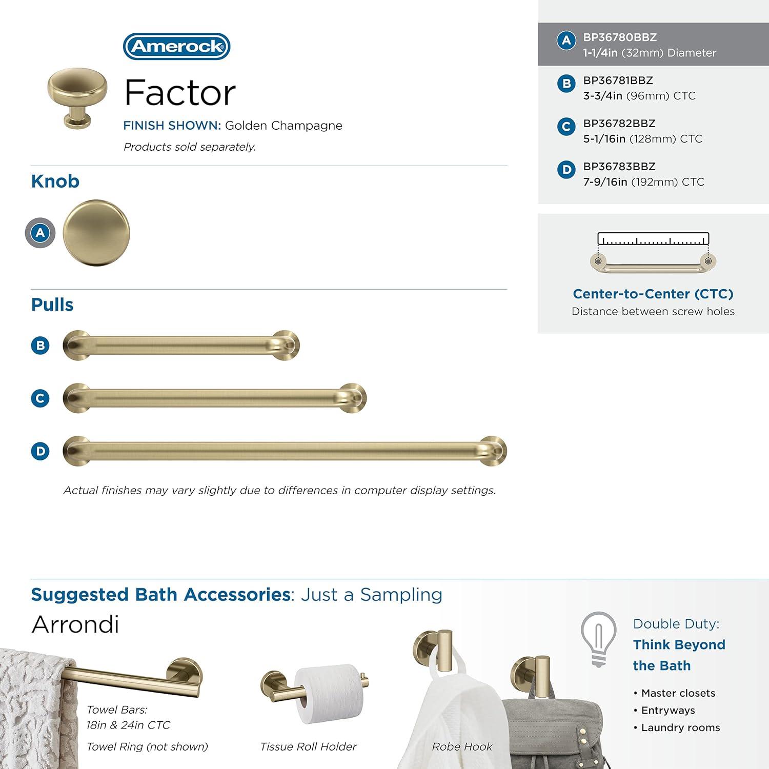 Amerock Factor Cabinet or Drawer Knob, 1-1/4 inch (32mm) Diameter