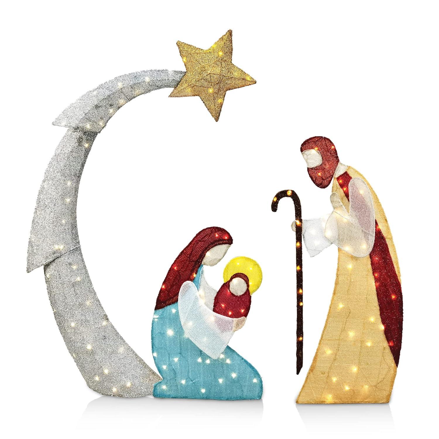 Joiedomi 5FT Christmas Nativity Scene Yard Light with Pre-Lit LED Lights for Indoor Outdoor Garden, Lawn, Christmas Event, Christmas Eve Night Decoration