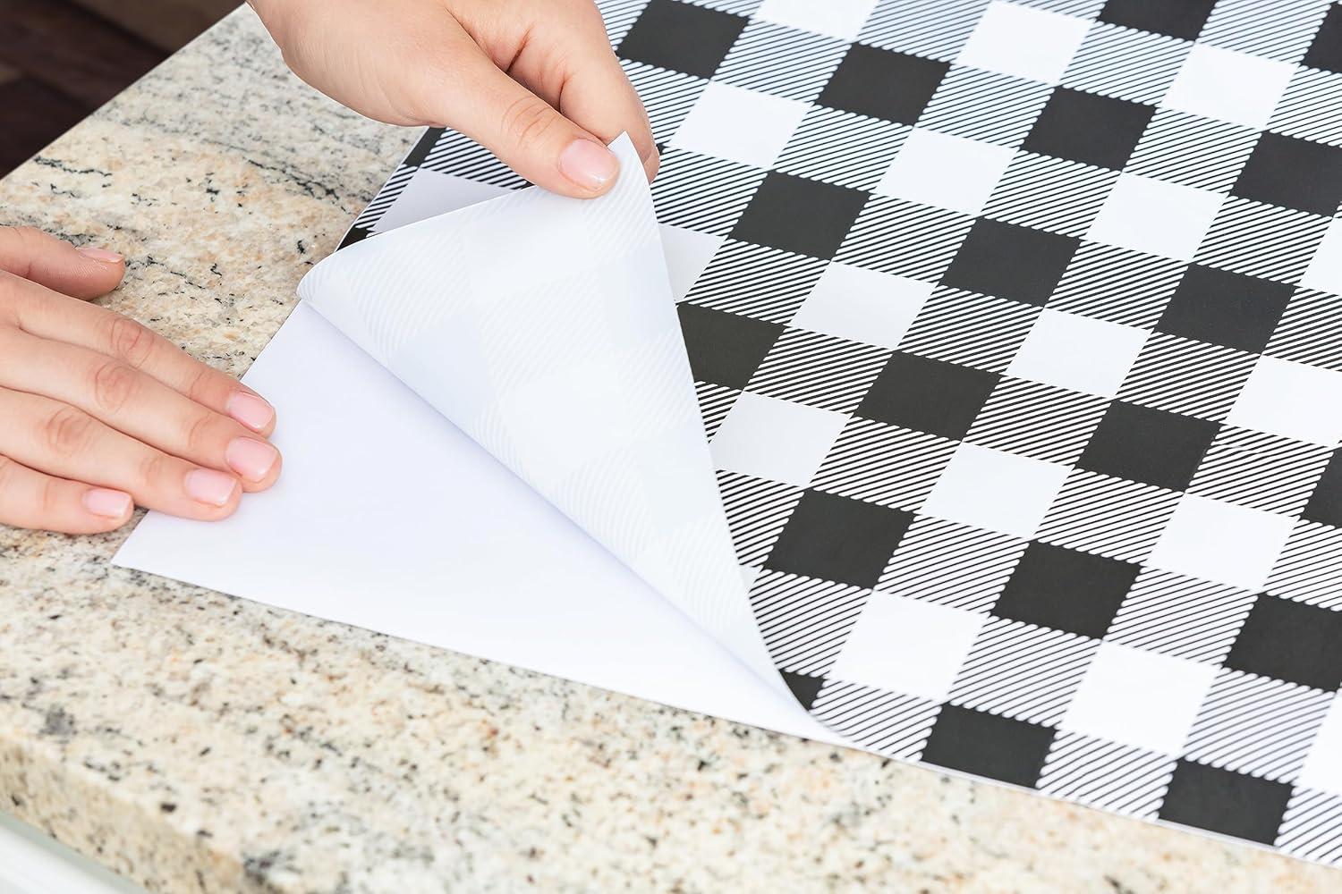 EasyLiner Premium Peel & Stick Wallpaper, Black Gingham 20 in. x 18 ft.