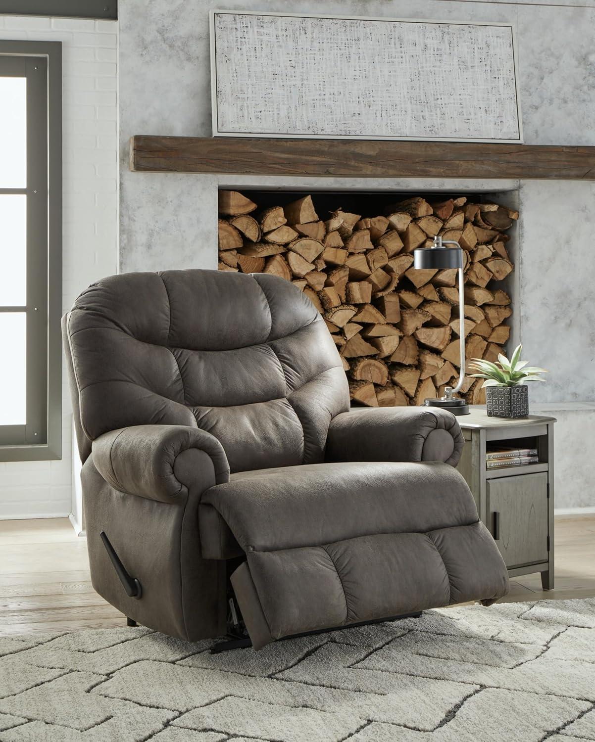 Brown Faux Leather Traditional Recliner with Manufactured Wood Frame