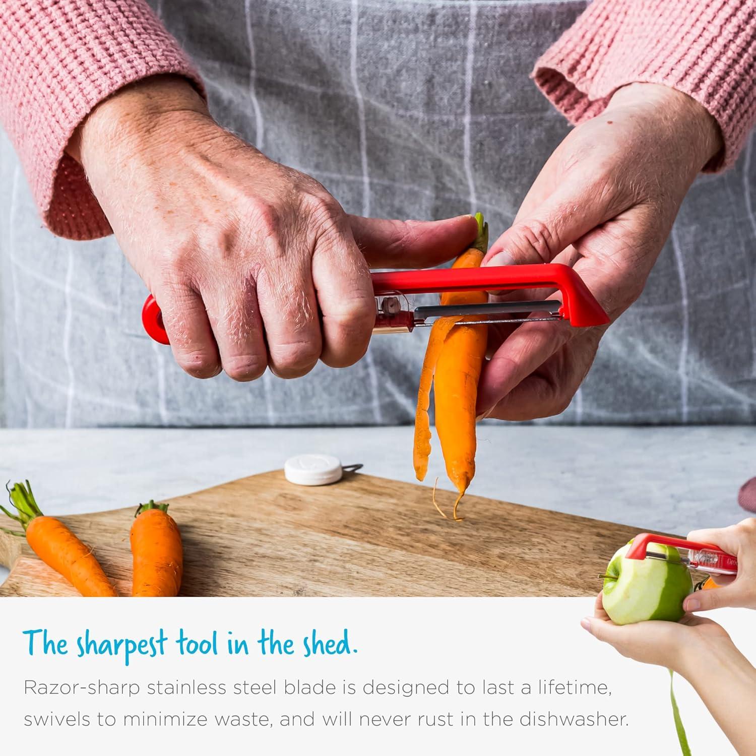 Red Self-Sharpening Stainless Steel Vegetable Peeler