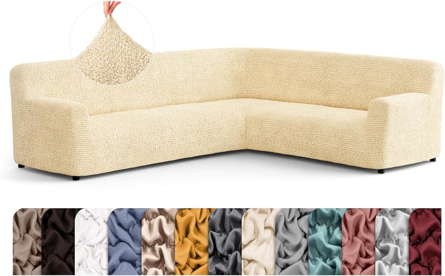 PAULATO by GA.I.CO. Stretchy Slipcover for Corner Sofa - Easy to Clean & Durable - Microfibra Collection