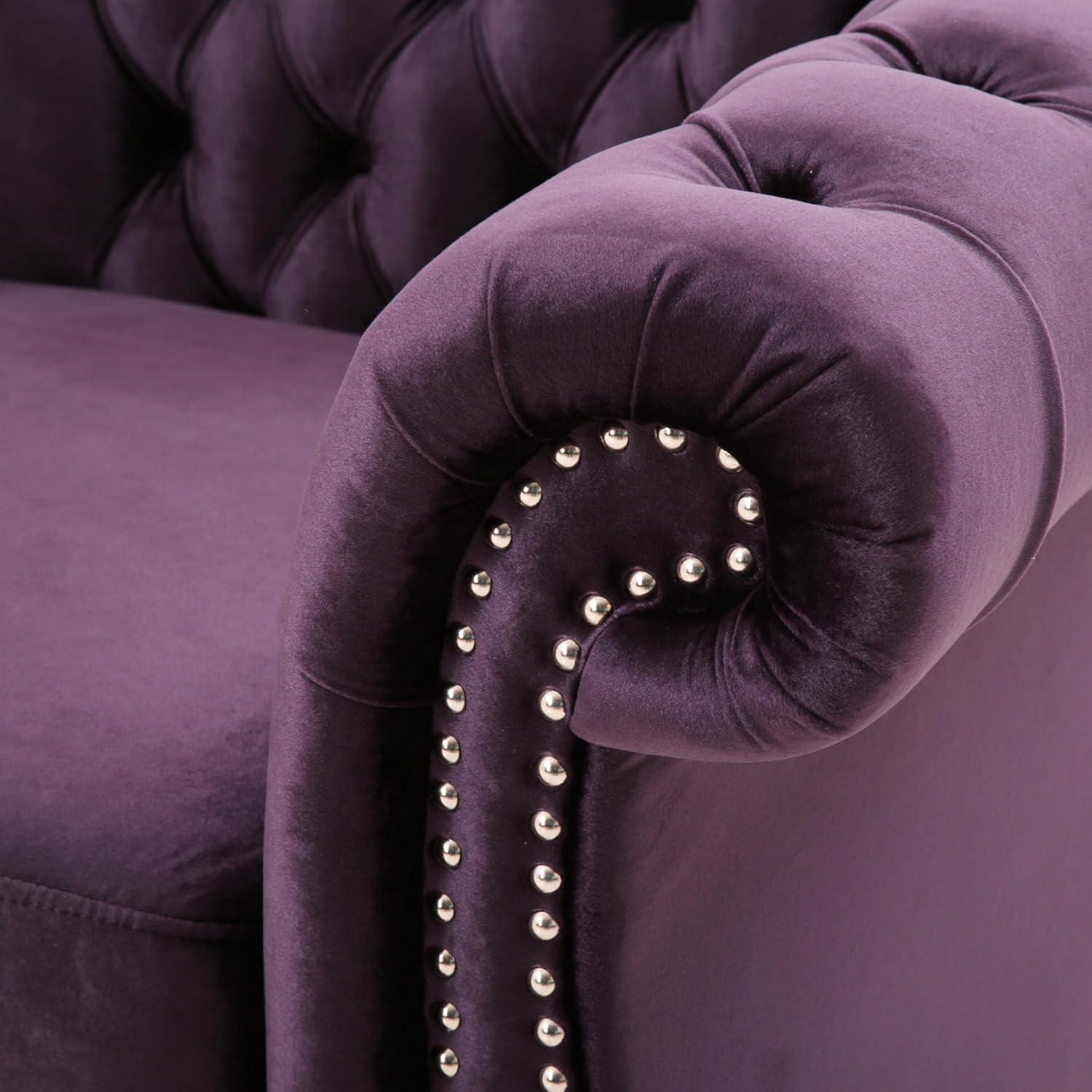Westminster Chesterfield Club Chair Blackberry - Christopher Knight Home: Velvet Upholstery, Nailhead Trim