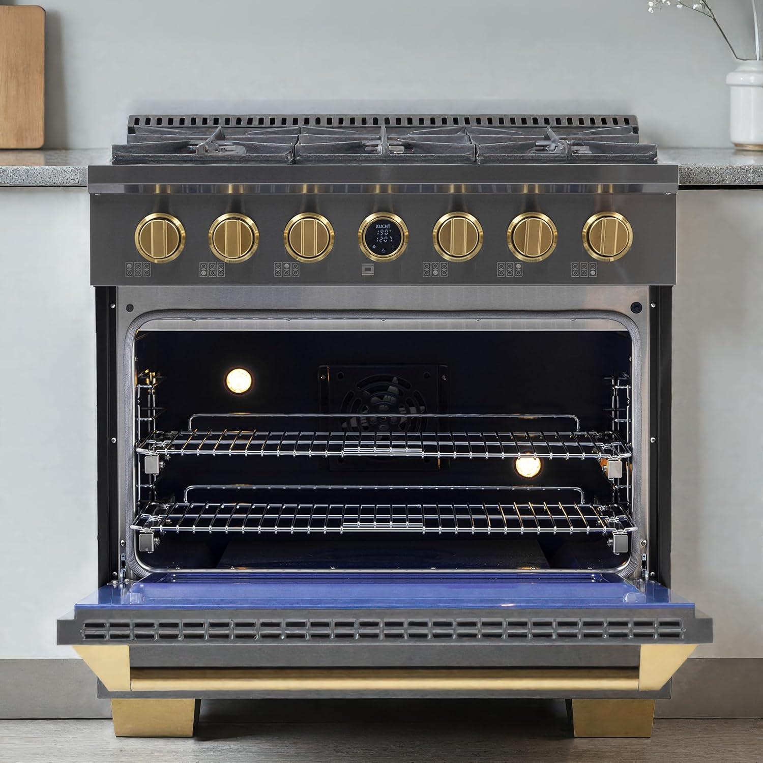 36 in. 5.2 cu. ft. Dual Fuel Range for Natural Gas in Titanium Stainless Steel.