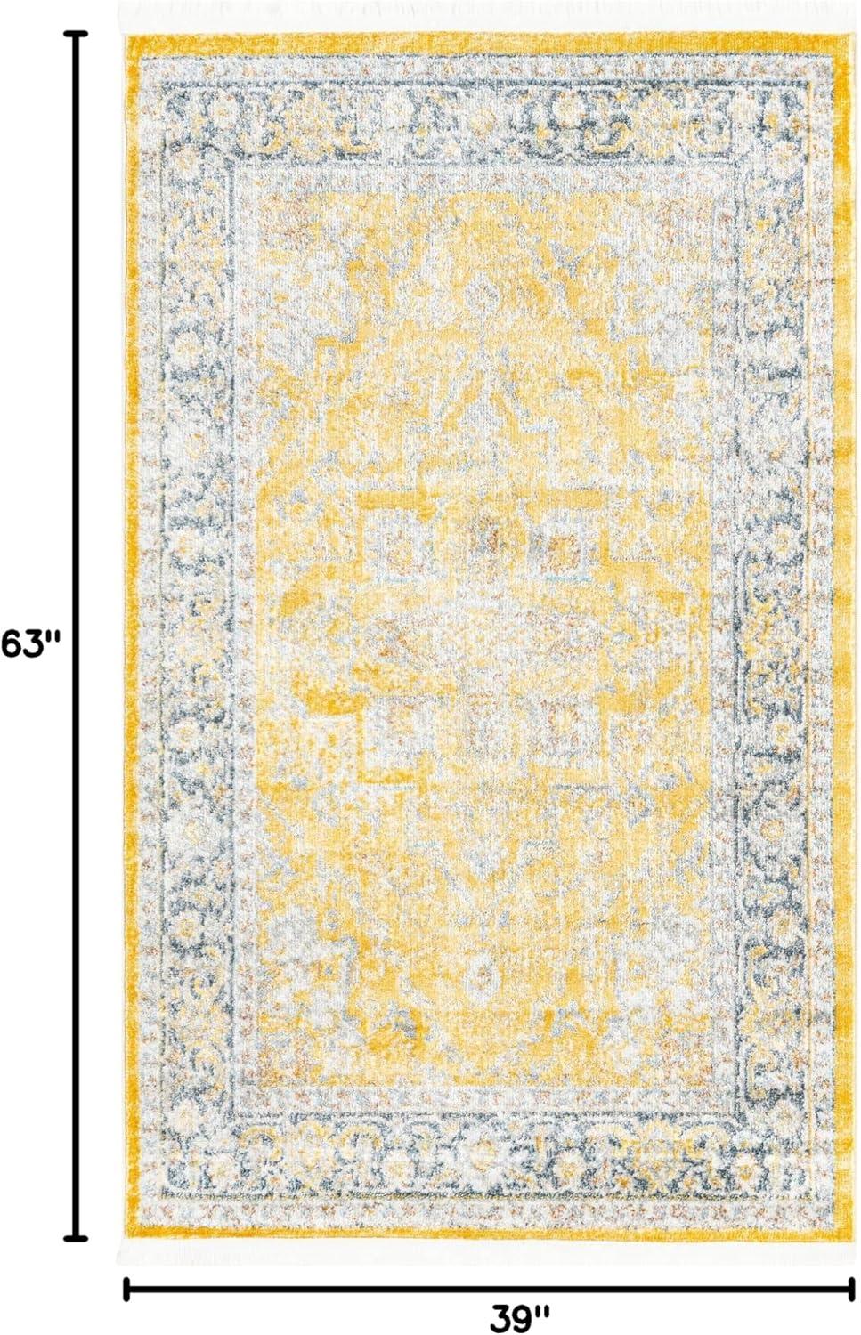 Unique Loom Baracoa Collection Area Rug - Prado (3' 3" x 5' 3" Rectangle Yellow/Ivory)