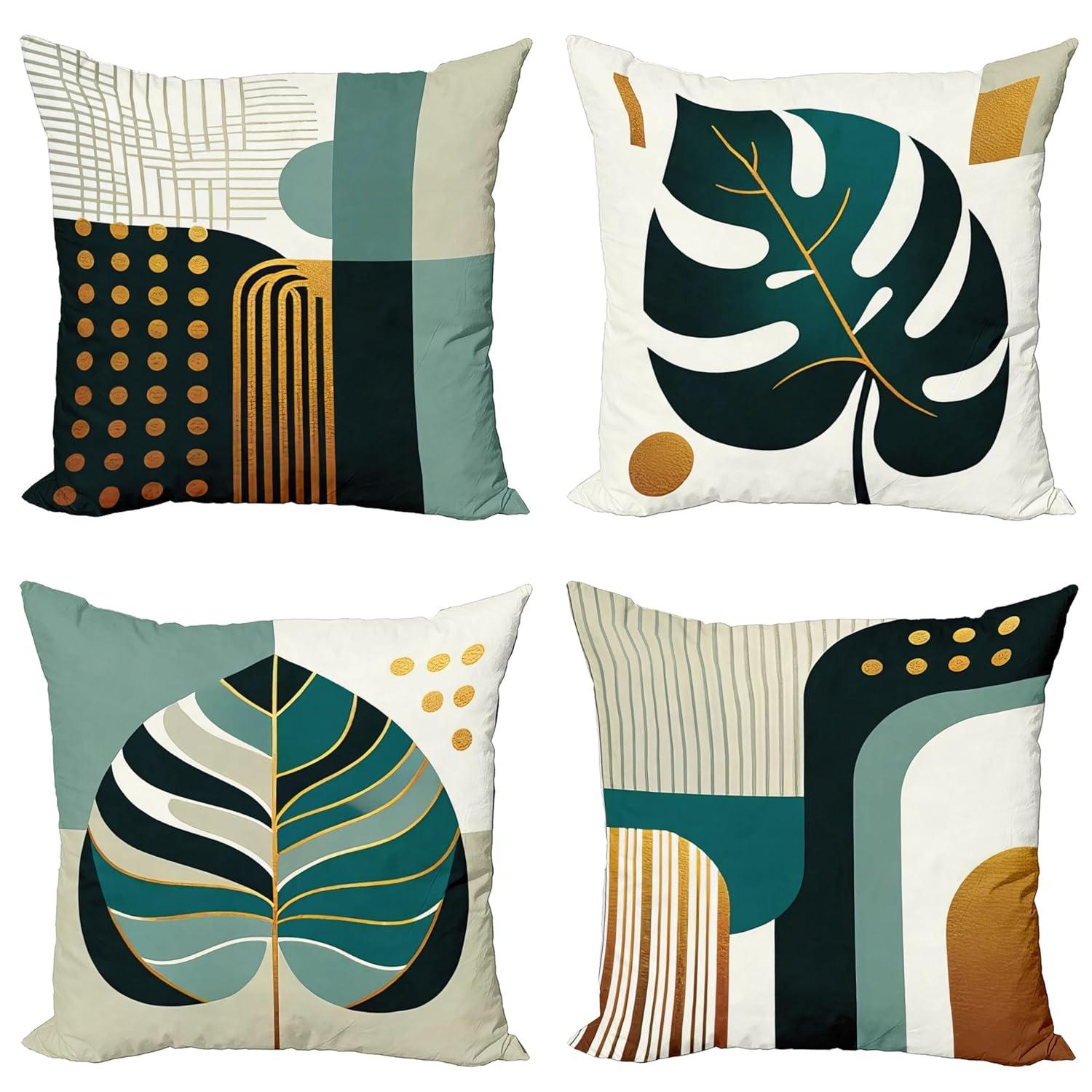 Ambesonne Dark Teal Orange Indoor/Outdoor Pillow Cover