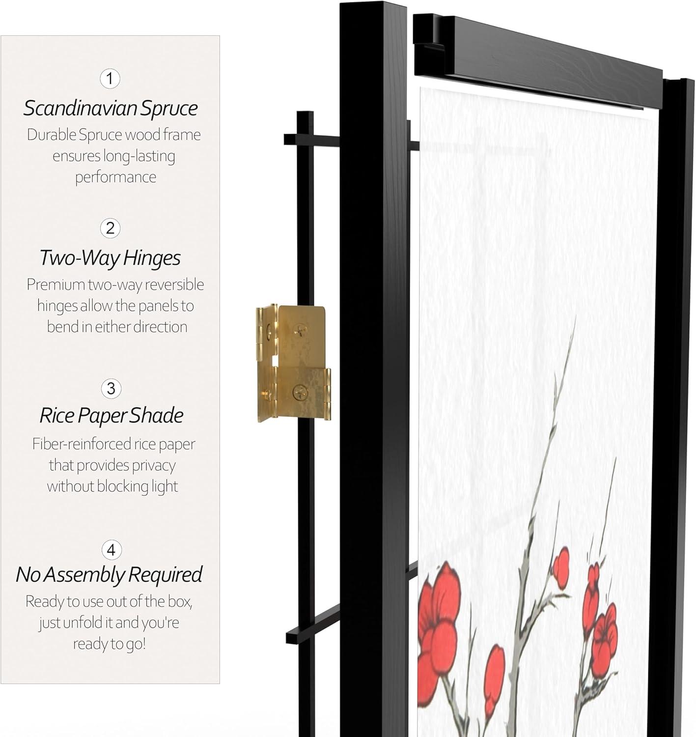 7 ft. Black 5-Panel Room Divider