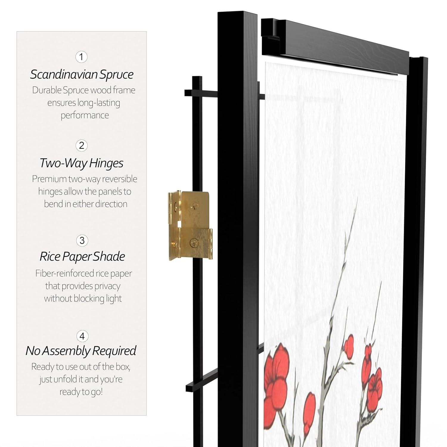 7 ft. Black 5-Panel Room Divider
