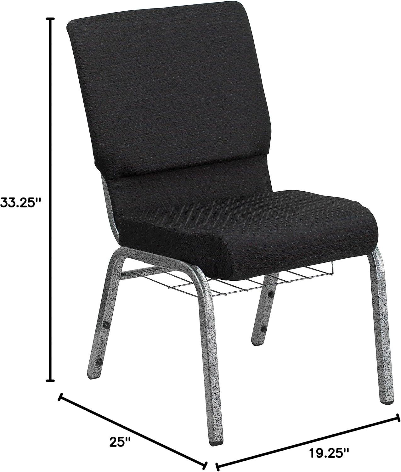 Elegant Black Fabric and Silver Steel Stacking Chair