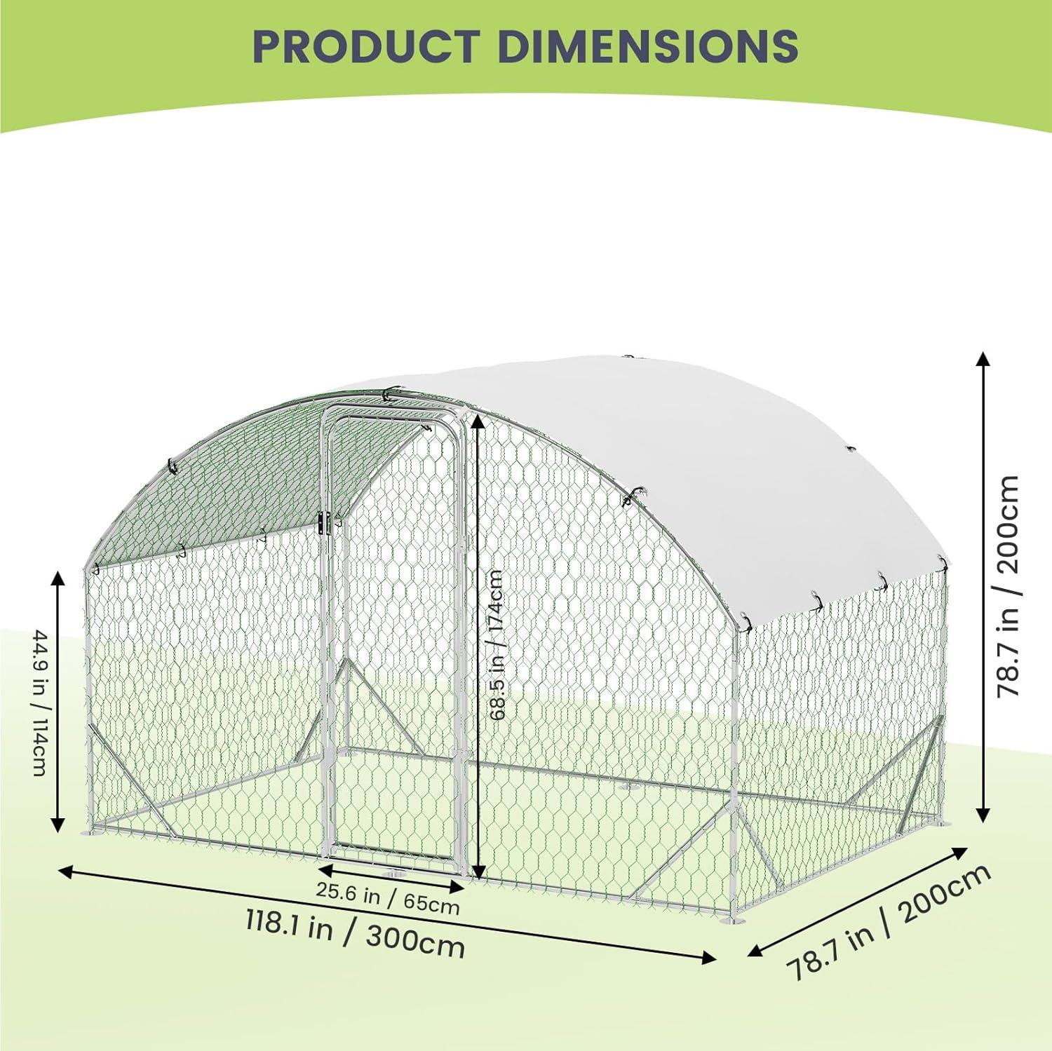 Large Green Metal Chicken Coop with Waterproof Cover