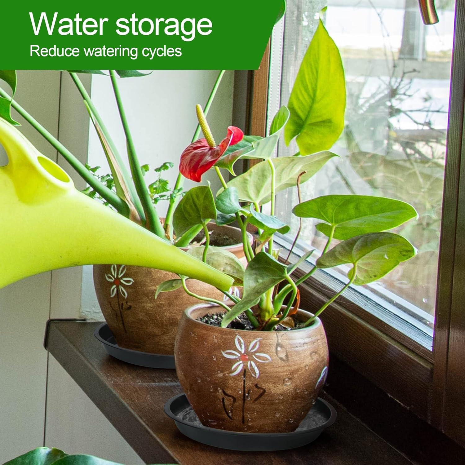 Tripumer 12Pack Plant Saucers 6inch/8inch/10inch Black Plant Saucers Plastic Planter Trays Round Trays Heavy Duty Drip Trays Perfect for Indoor and Outdoor Plants