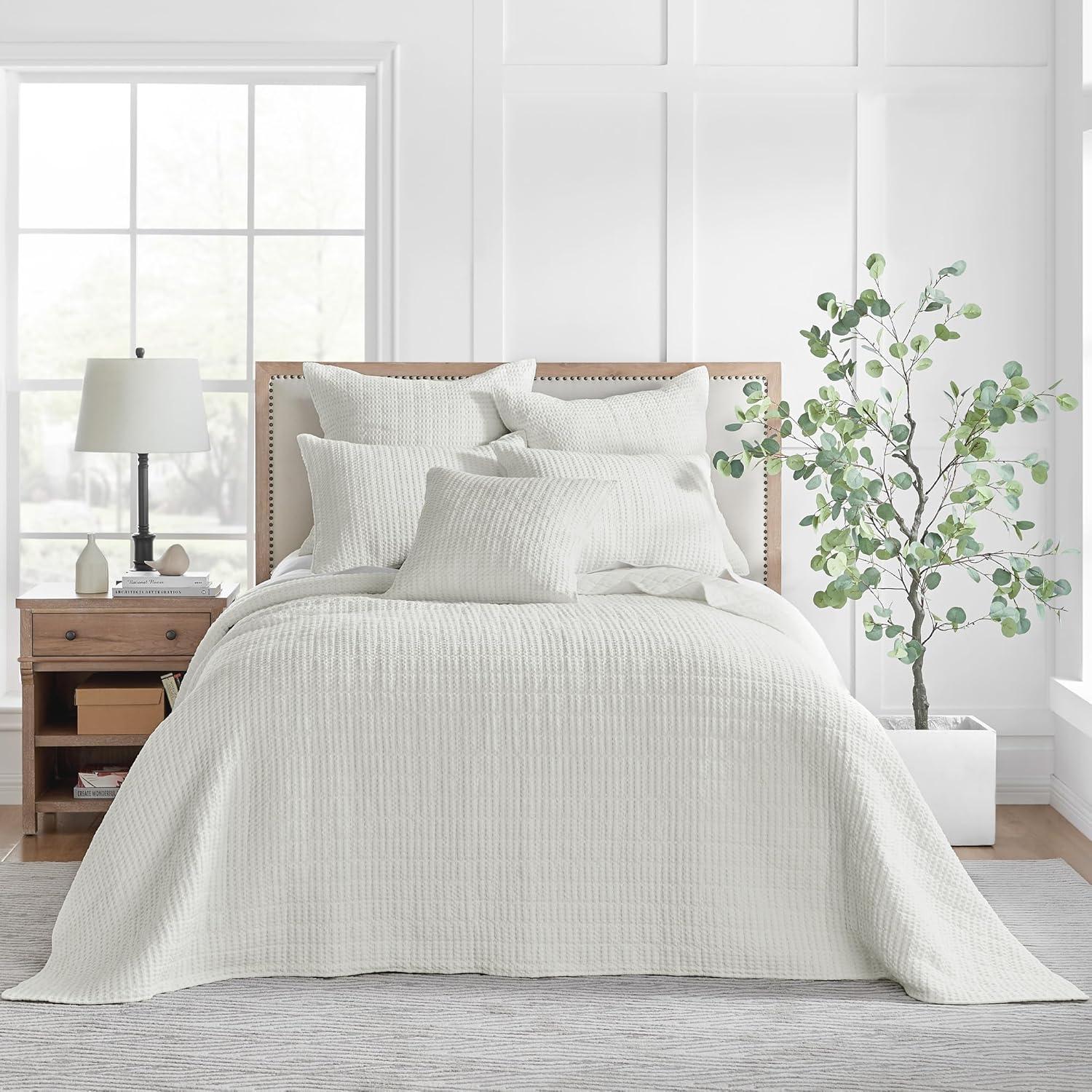 Levtex Home - Mills Waffle - Full Bedspread Set - Cream Cotton Waffle - Bedspread Size (100 x 104in.), Sham Size (26 x 20in.)