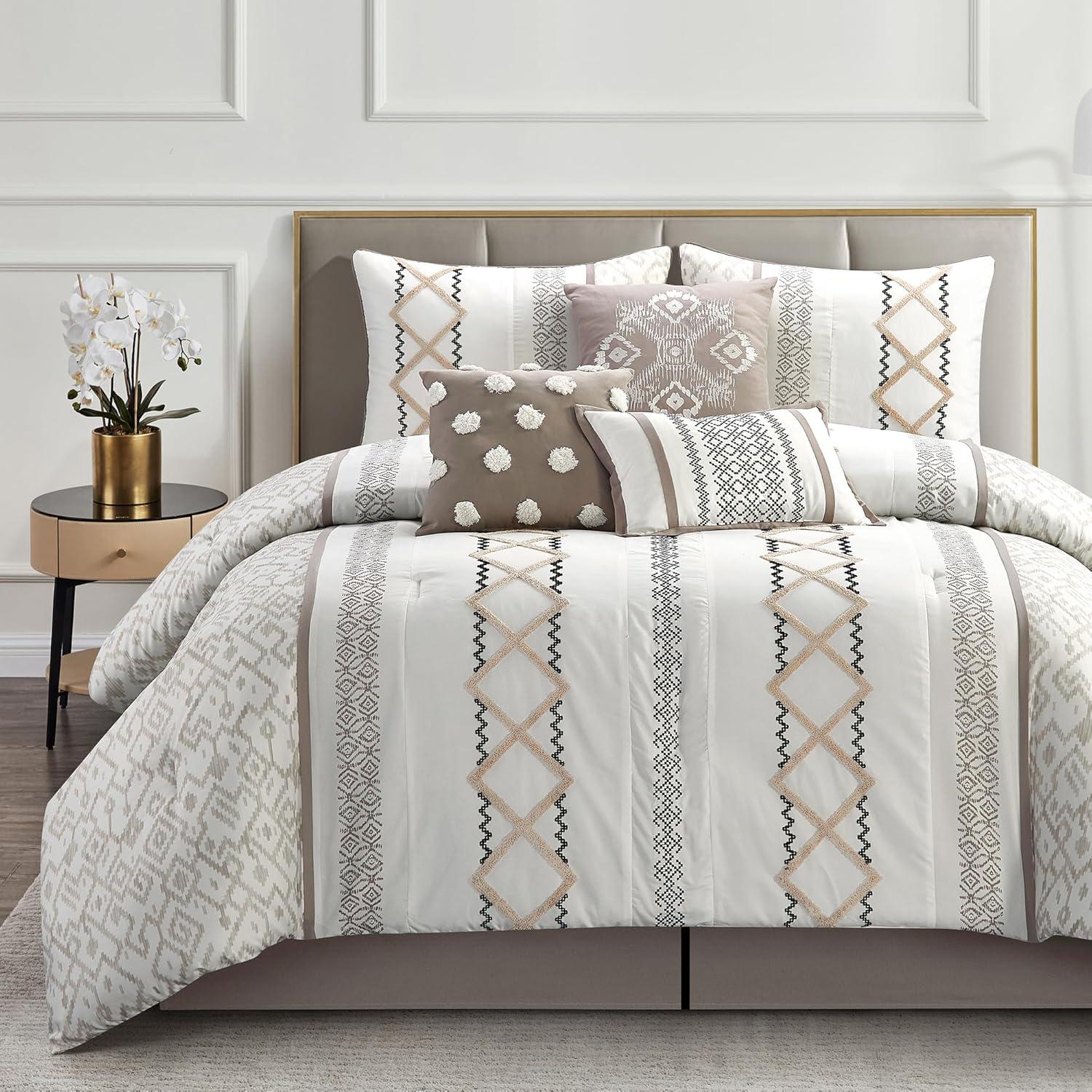 Nanshing America, Inc Anthony Microfiber 7 Piece Comforter Set